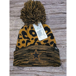 '47 Brand NFL Dallas Cowboys Leopard Print Star Logo Knit Pom Beanie, NEW (226)